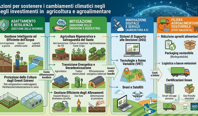 Azioni da introdurre fra gli investimenti in agricoltura e agroalimentare per sostenere i cambiamenti climatici